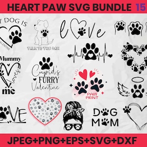 Heart Paw svg Bundle,Dog Paw svg, Paw Print svg Bundle, Animal Paw Svg,Dog Paw Cut File For Cricut svg, Paw Print Cut File,Digital Download
