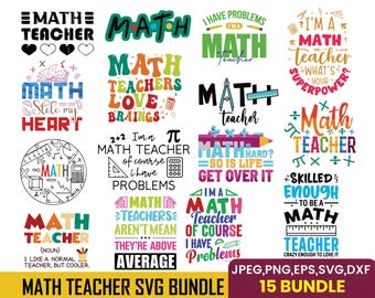 Paquete SVG de profesor de matemáticas, diseños de camisetas (descarga digital)