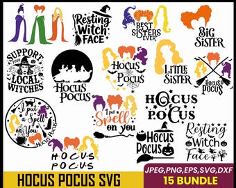 Hocus Pocus SVG PNG Bundle: Sanderson Sisters Halloween Clipart (Digital Download)