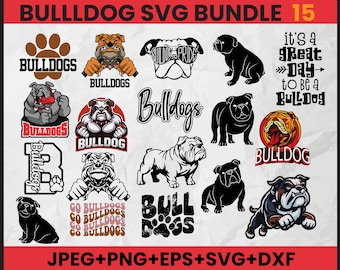 Bulldog Mascot SVG Bundle | Dog Silhouette Clipart