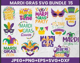 Mardi Gras SVG Bundle: Carnival Silhouette, Vector Graphics (Instant Download)