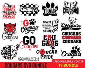 Cougars SVG Bundle: Wild Cat Mascot Clipart (Digital Download)
