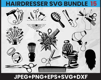 Hairdresser SVG Bundle: Salon Tools Clipart (Digital Download)