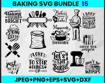 SVG Bundle: Bäcker Zitate, Küche Clipart (digitaler Download)