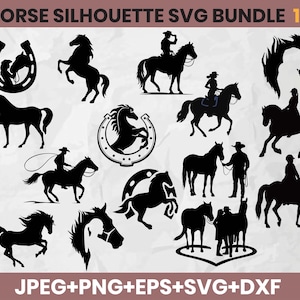 Horse Silhouette SVG Bundle: Horseshoe, Heart, Head - Cricut Ready (Digital Download)
