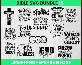 Bibel Vers SVG Bundle: Christliche religiöse Zitate (Digitaler Download)