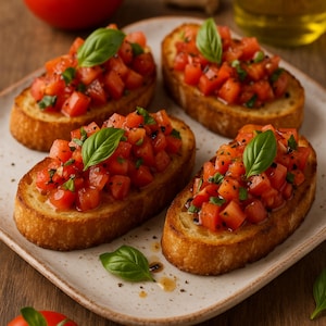Authentique recette de bruschetta italienne au format PDF - apéritif viral à la tomate, recette estivale facile, tapas méditerranéennes, téléchargement numérique créé par un chef viral