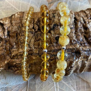 Citrine Bracelets - Natural Semi-Precious Beads 4/6/8 mm 18-18.5 cm