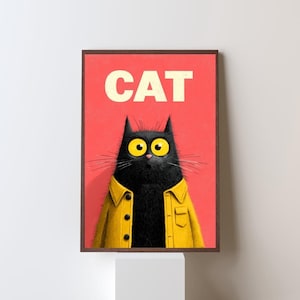 Cat Poster | Cat Wall Art | Yellow Jacket Cat Poster | Yellow Jacket Cat Wall Decor | Cat Print | Yellow Jacket Cat Decor