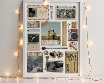 Plantilla de póster de caja de cerillas: Arte de caja de cerillas personalizado (plantilla editable de Canva). Regalo personalizado de aniversario y cumpleaños para parejas, estilo cottagecore.