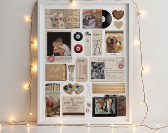 Bewerkbare lucifersjabloon, gepersonaliseerd jubileum- en verjaardagscadeau voor koppels, aangepaste matchbox-kunst, romantische muurkunst, digitale download