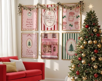 Skurrile Weihnachtsdrucke 6er Set, lustige Weihnachtswandkunst-Sets, Weihnachtsdrucke, Feiertagsdekor, Weihnachtsdekor, digitaler Download