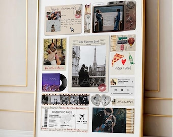 Póster de caja de cerillas fácil de editar, arte de pared de aniversario personalizable, plantilla de lienzo para regalo de cumpleaños de caja de cerillas, arte de caja de cerillas, regalo de recuerdo para pareja