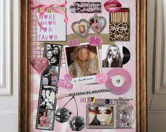 Plantilla de póster de caja de cerillas, arte de caja de cerillas personalizado, regalo personalizado para mejor amigo, regalos imprimibles para él y para ella, impresión de pared de collage