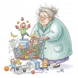 Watercolor Grandma Clipart Bundle: Funny Granny PNGs (Digital Download)