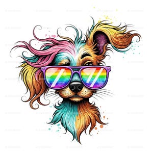 Frazzled Dog Clipart: Funny Watercolor PNG Images (Digital Download)