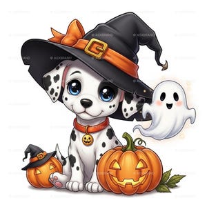 Aquarell Halloween Welpe Clipart Sammlung: 4K PNG Bilder (Digital Download