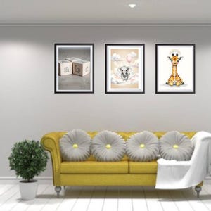 Whimsical Nursery Wall Art Prints: Pastel Watercolor Paintings (Digital Download Set of 3 PNGs)
