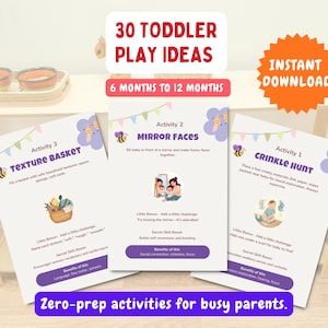 30 Montessori Baby Activity Cards | 6–12 Months Development Activities | Sensory Play Printable Newborn Learning Cards