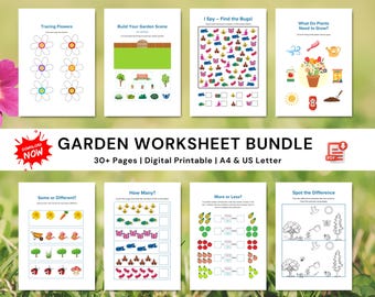 Garden Activity Book | Homeschool Gardening Bundle (PDF) Digital Download | Plant lifecycle