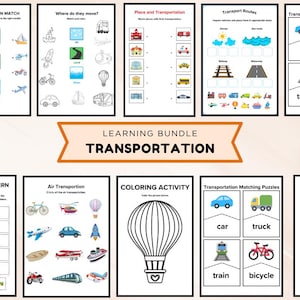 Transportation Bundle | Worksheets, Flashcards| Preschool & Toddler Activities | Instant Download PDF | Printable