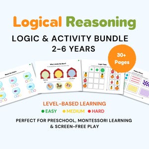 Werkboek logisch redeneren voor kinderen (2–6) | Afdrukbaar activiteitenboek voor kleuters | Knippen en plakken | Patroonmatching | Pdf voor vroeg leren