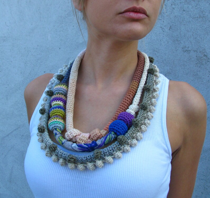 Jewelry / Eco-Friendly statement Necklace Handcrochet free  Etsy