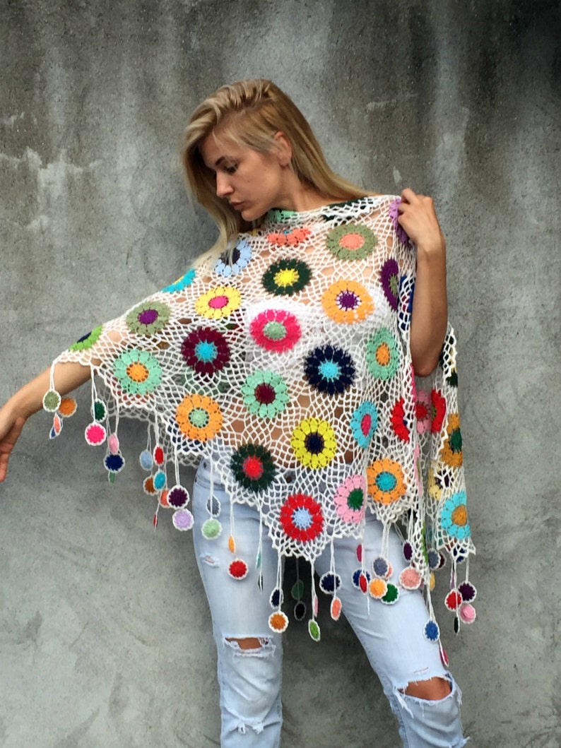 Women Accessories Colorful Crochet shawl white background Etsy