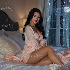 A.I. Generated Beautiful Woman Art | Realistic Female Portraits | AI Model in Lingerie Download | Black Hair | Instant Download | 300 DPI