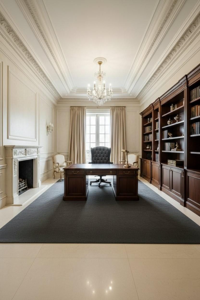 Dark Grey Modern Office Area Rug – Minimalist Carpet for Study, Library ...