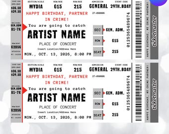 Editable Concert Ticket Birthday Invitation, Canva Template (Digital Download)
