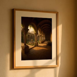 Christian Gift Digital Cloister Courtyard Wall Art Catholic Printable Religious Birthday or Confirmation Present or Thoughtful Faith Gift