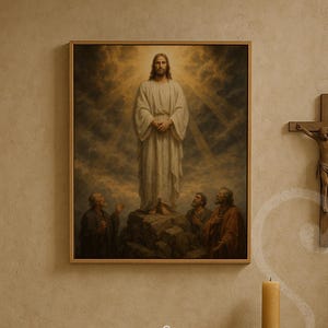 Transfiguration Of Jesus Art Print Christian Wall Decor Prayer Room Faith Gift Religious Inspiration Living Room Catholic Instant Download