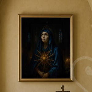 Our Lady of Sorrows Digital Catholic Art Printable Virgin Mary with Pierced Heart for Sacred Wall Display or Emotional Religious Gift Christ