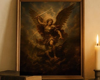 St Michael the Archangel Wall Art Printable Spiritual Warfare Catholic Artwork Digital Christian Decor for Protection or Warrior Gift Angel