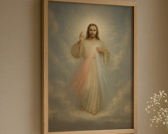 Christian Gift for Catholics Divine Mercy Jesus Digital Wall Art Printable for Confirmation Easter Faith Present Religious Holiday Keepsake