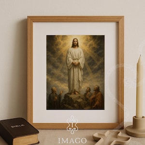 Catholic Decor Jesus Transfiguration Art Print Prayer Room Inspiration Faith Journey Spiritual Reflection Home Wall Art Digital Download