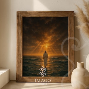 Jesus Christ Walking on Water, Christian Art, Digital Jesus Portrait, I Will Walk With Christ LDS, Jesus Oil Painting, Bible Verse Wall Art