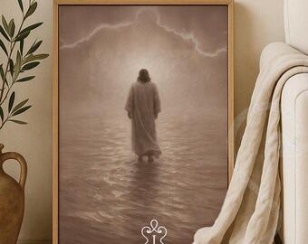 Christian Storm Scene Digital Jesus Art Printable Religious Decor for Catholic Home Faith Based Gift or Spiritual Wall Meditation Christian