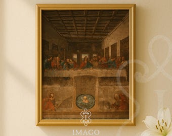 Last Supper Wall Art Print Renaissance Painting Jesus and Apostles Religious Artwork Christian Home Decor Vintage Bible Scene Poster