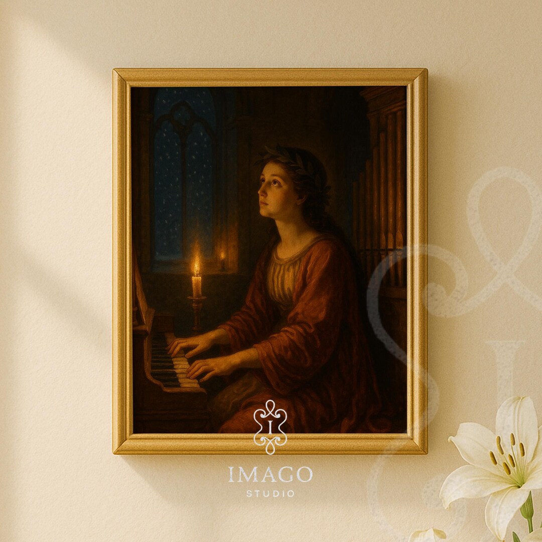 Cecilia Playing Organ Art Print Catholic Wall Decor Music Patron Saint ...