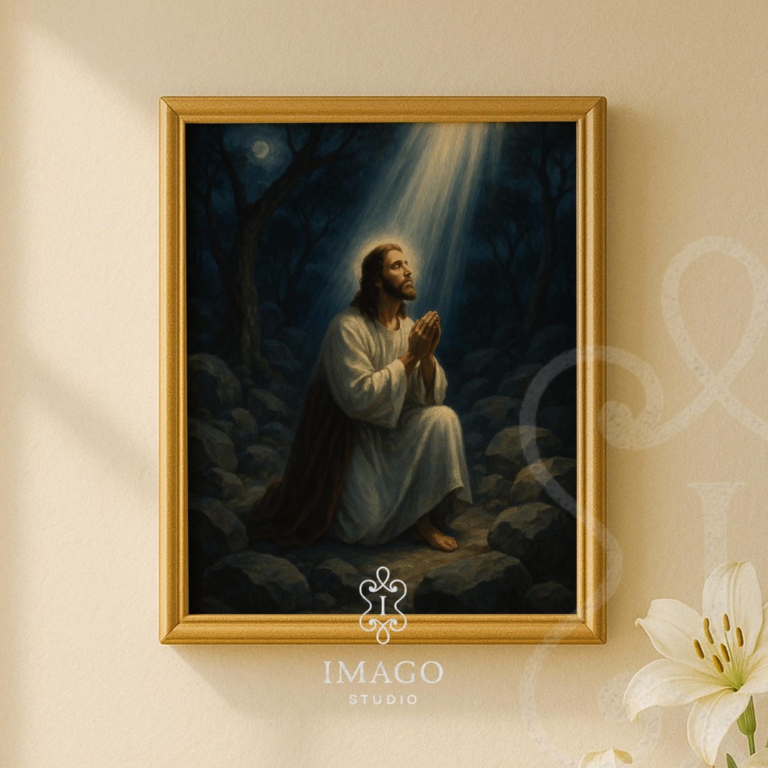 Garden of Gethsemane Jesus Prayer Canvas Print Christian Art Decor ...