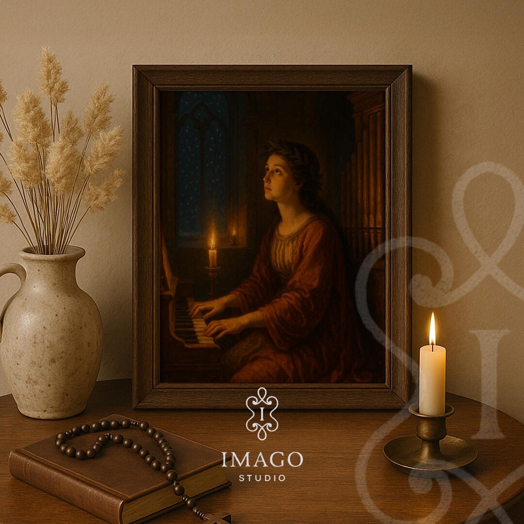 Saint Cecilia Playing Organ Print Catholic Art Music Patron Saint Decor ...