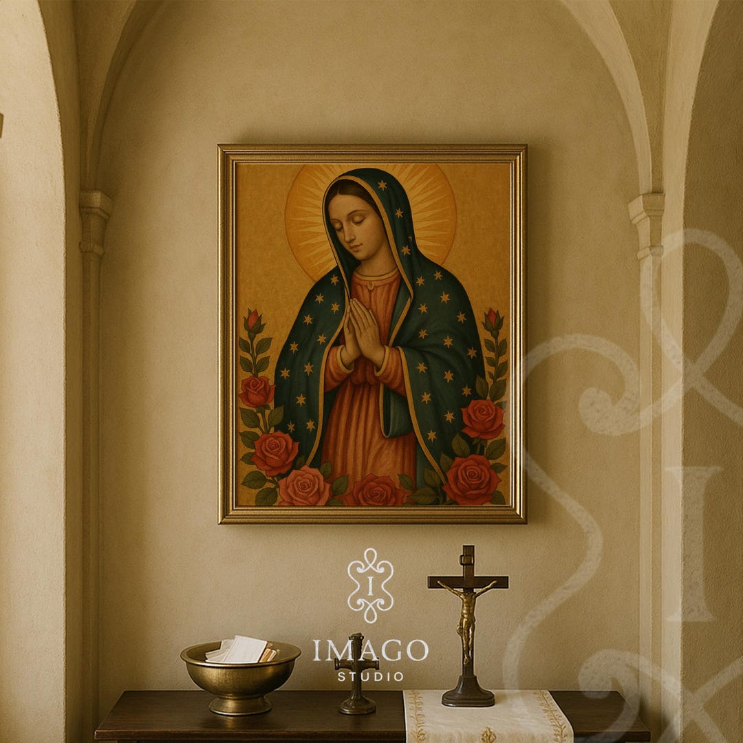 Catholic Art Our Lady of Guadalupe Wall Print Virgin Mary Rosary Prayer ...