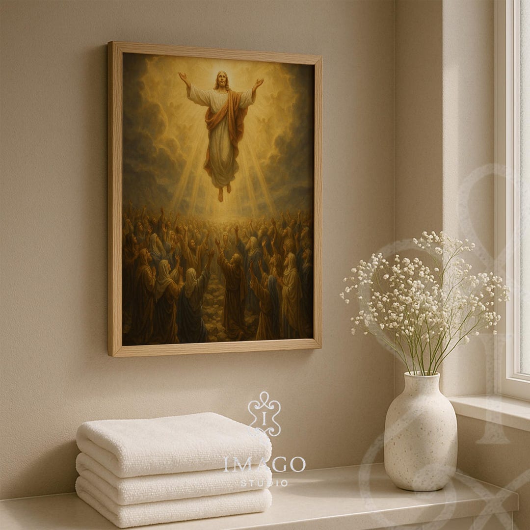 Christian Art Ascension of Jesus Wall Decor Religious Painting Easter ...
