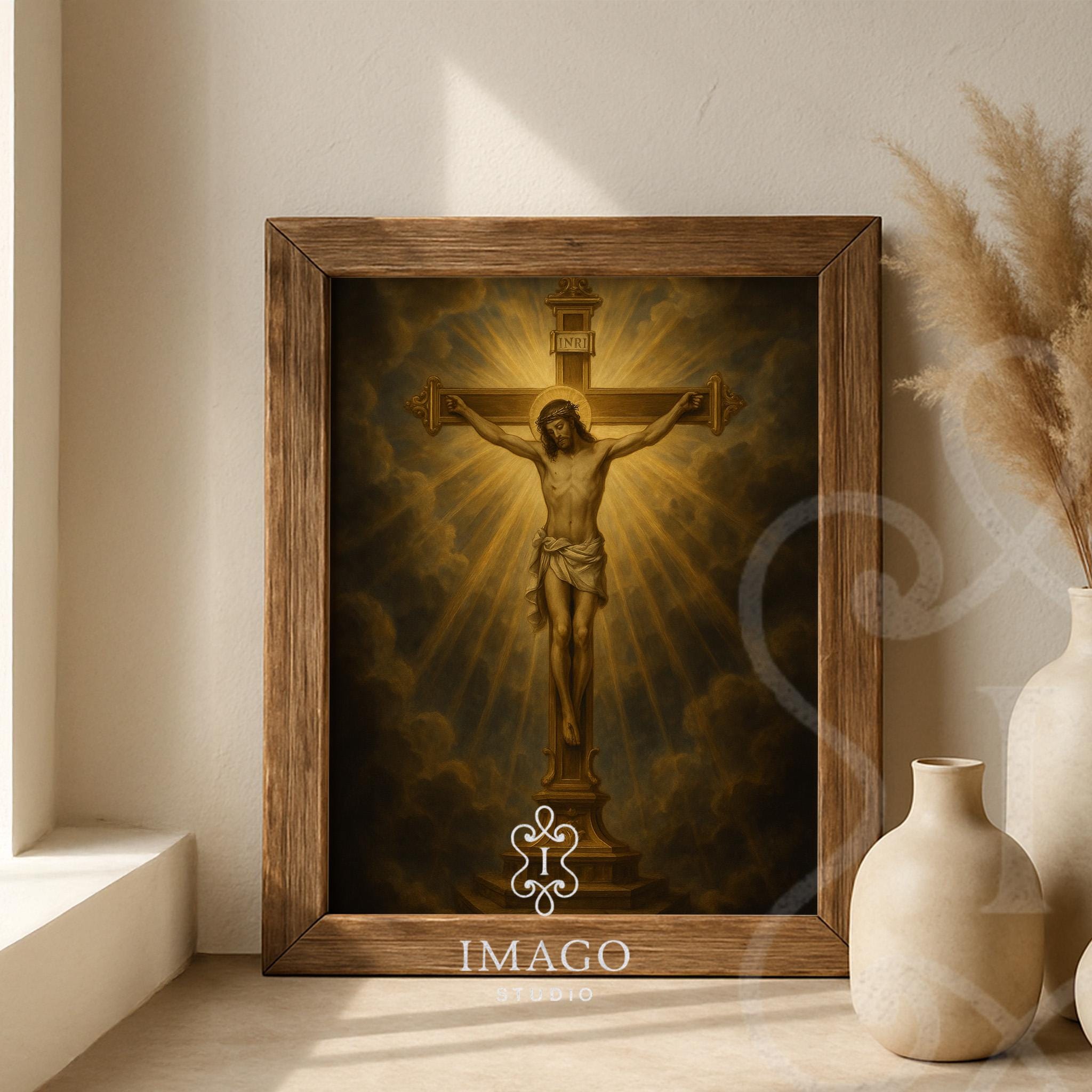 Jesus on the Cross Wall Art Print Religious Decor Passion Week Catholic ...