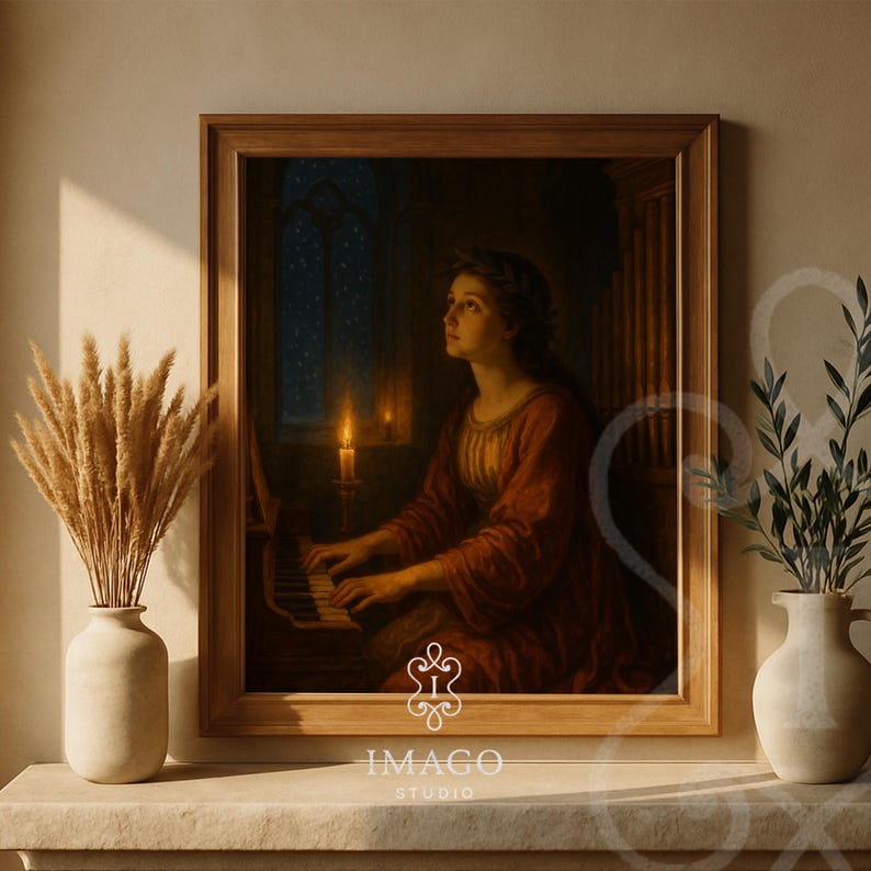 Cecilia Playing Organ Art Print Catholic Wall Decor Music Patron Saint ...