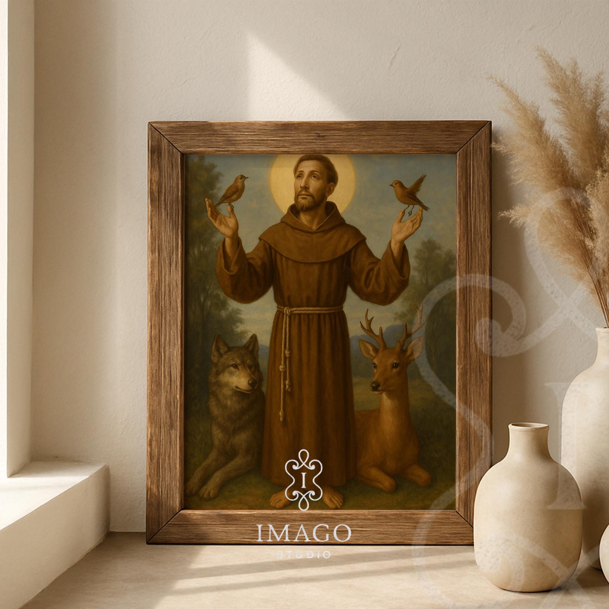 St Francis of Assisi Icon Art Print Religious Decor Patron Saint Animal ...