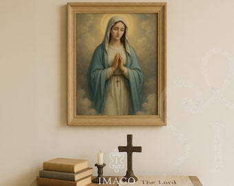 Our Lady of Grace Art Print Religious Home Decor Catholic Living Room Rosary Devotion Prayer Room Wall Art Catholic Home Instant Download
