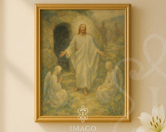 Resurrection of Jesus Digital Print Christian Wall Art Religious Painting Bible Story Artwork Easter Decor Christian Home Digital Art Jesus
